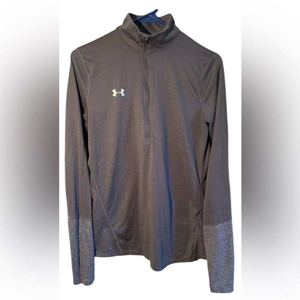 UNDER ARMOUR CHARCOAL HEATGEAR LOOSE FIT 1/2 ZIP SHIRT WOMEN’S SMALL